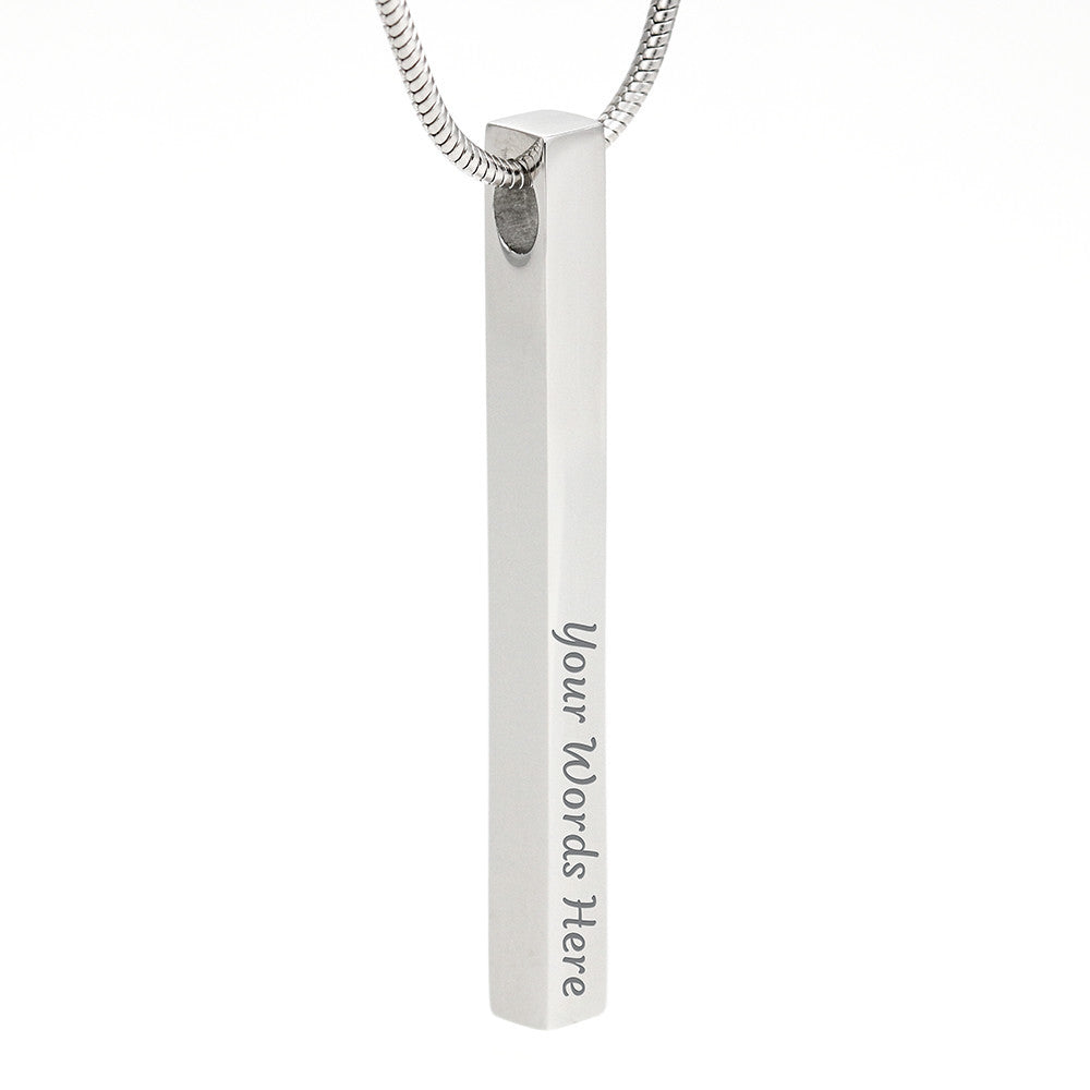 To My Beautiful Wife - Without you I am nothing - Vertical Stick Necklace - JustFamilyThings