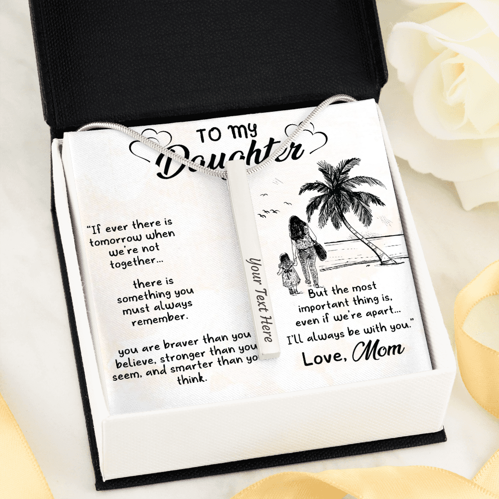 To my daughter from mom - Vertical Stick Necklace - JustFamilyThings