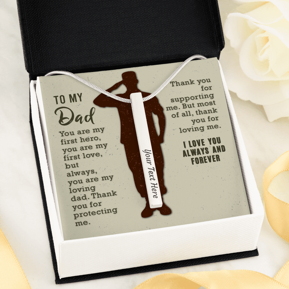 To my dad - You are my first hero - Vertical Stick Necklace - JustFamilyThings