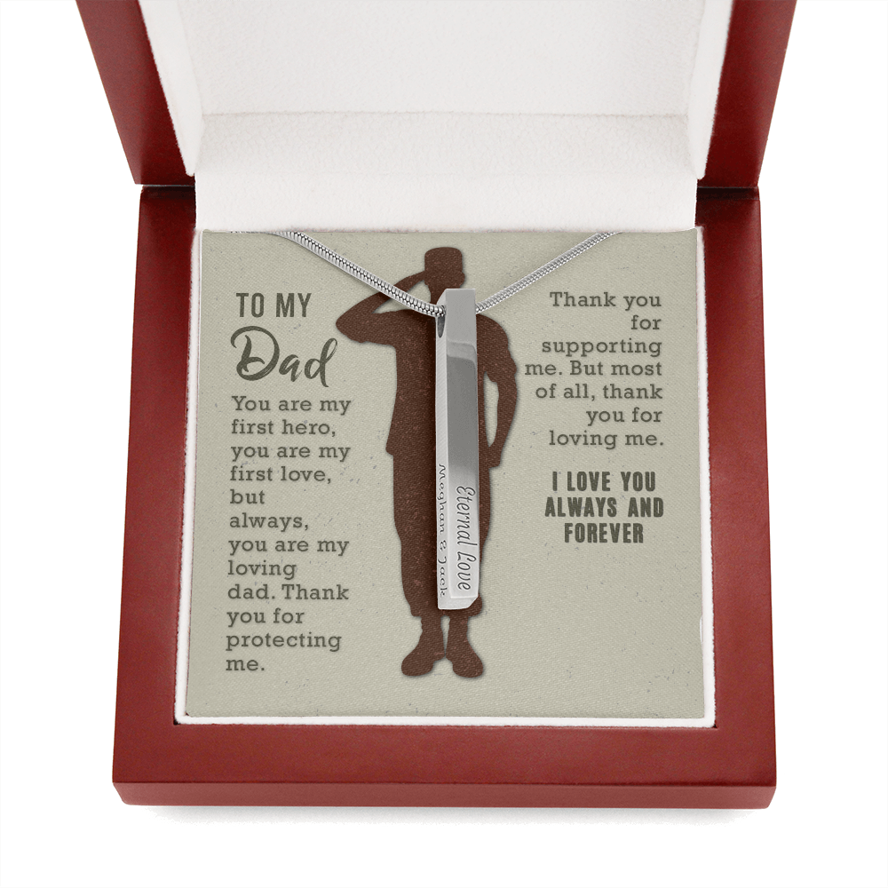 To my dad - You are my first hero - Vertical Stick Necklace - JustFamilyThings