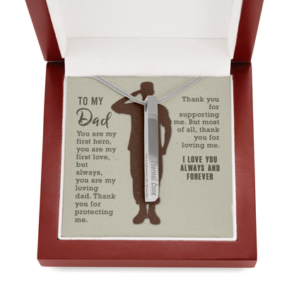 To my dad - You are my first hero - Vertical Stick Necklace - JustFamilyThings