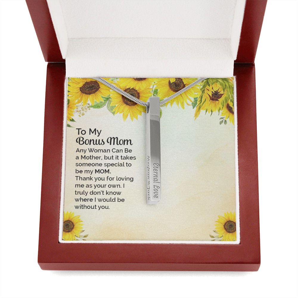 to my bonus mom - Vertical Stick Necklace - JustFamilyThings