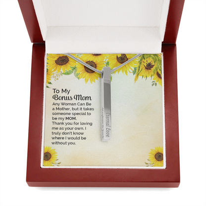 to my bonus mom - Vertical Stick Necklace - JustFamilyThings