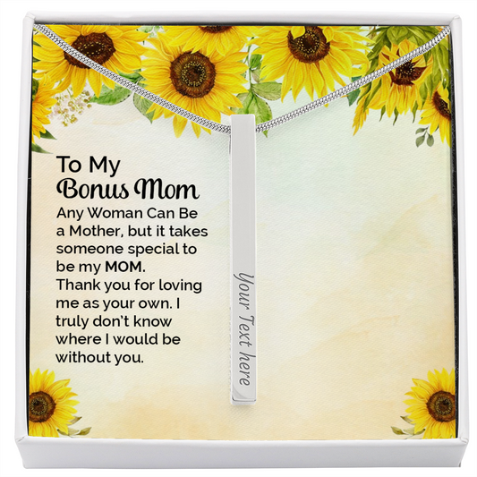 to my bonus mom - Vertical Stick Necklace - JustFamilyThings