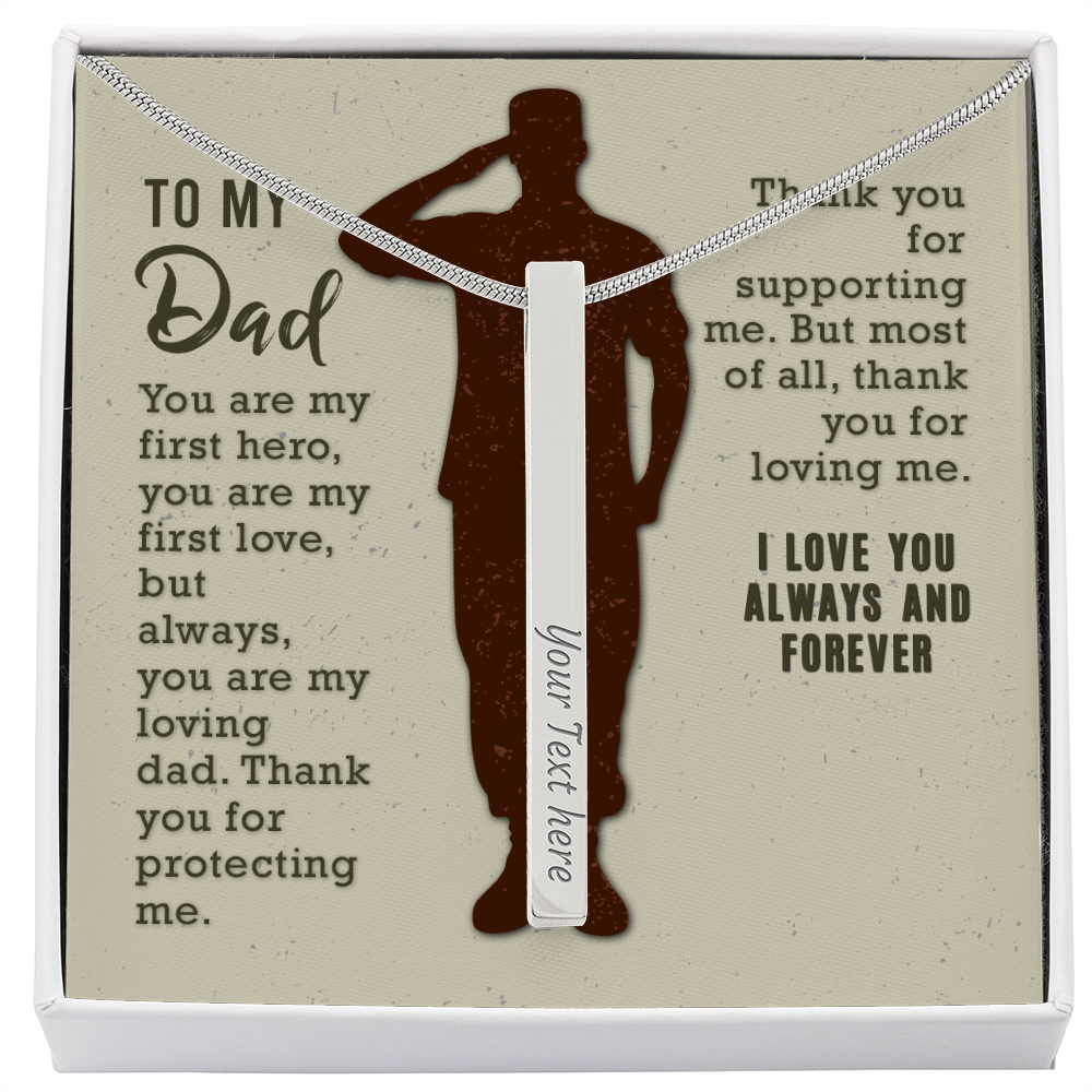 To my dad - You are my first hero - Vertical Stick Necklace - JustFamilyThings