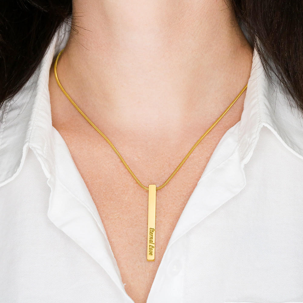 To my Wife - Be strong - Vertical Stick Necklace - JustFamilyThings