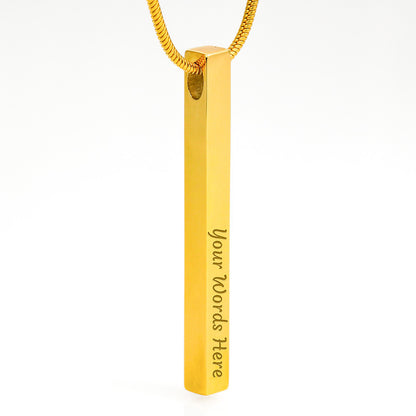 To my Wife - Be strong - Vertical Stick Necklace - JustFamilyThings