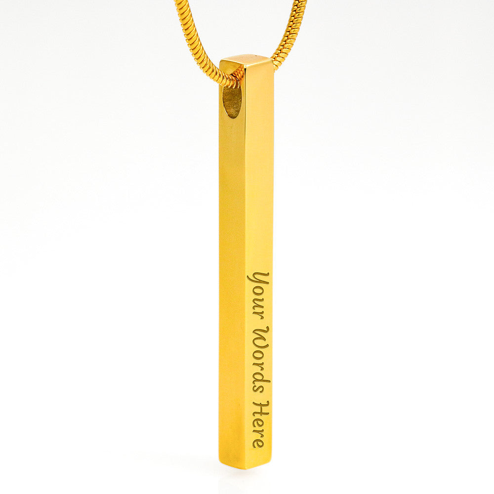 To My Beautiful Wife - Without you I am nothing - Vertical Stick Necklace - JustFamilyThings