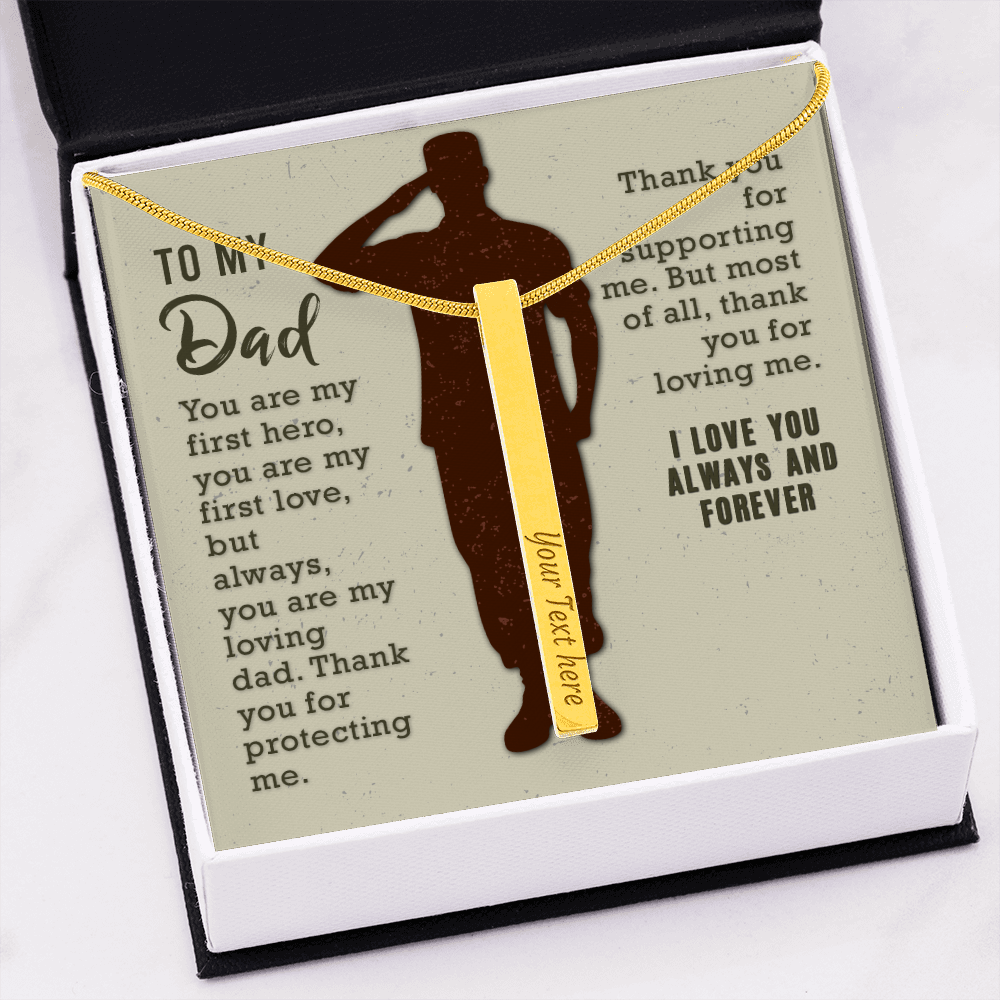 To my dad - You are my first hero - Vertical Stick Necklace - JustFamilyThings