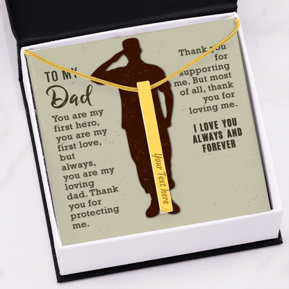 To my dad - You are my first hero - Vertical Stick Necklace - JustFamilyThings