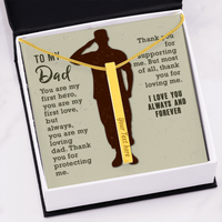 Load image into Gallery viewer, To my dad - You are my first hero - Vertical Stick Necklace - JustFamilyThings
