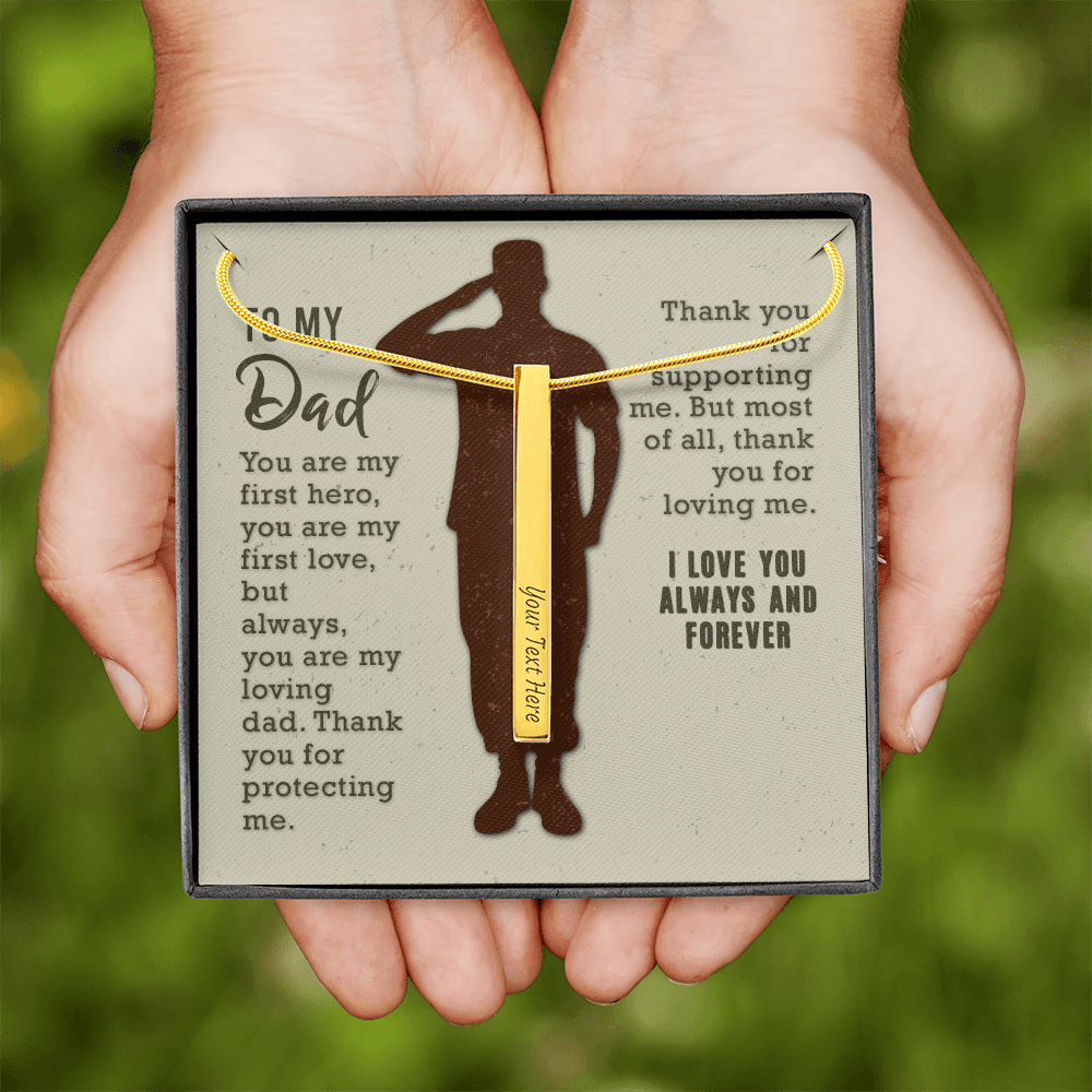To my dad - You are my first hero - Vertical Stick Necklace - JustFamilyThings