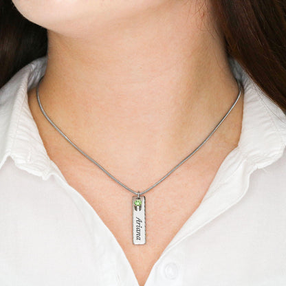 Personalized Birthstone Name Necklace, Custom Engraving and Birthstone, Gift For New Mothers - JustFamilyThings