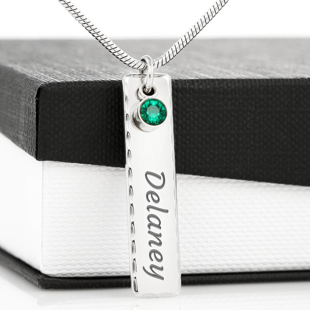 Personalized Birthstone Name Necklace, Custom Engraving and Birthstone, Gift For New Mothers - JustFamilyThings