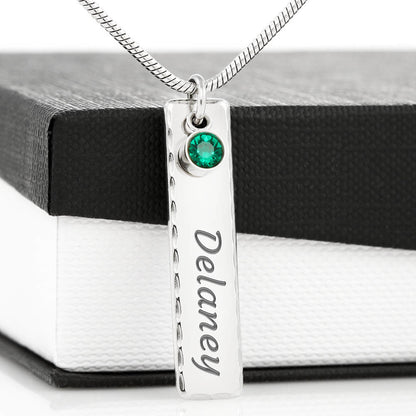 Personalized Birthstone Name Necklace, Custom Engraving and Birthstone, Gift For New Mothers - JustFamilyThings