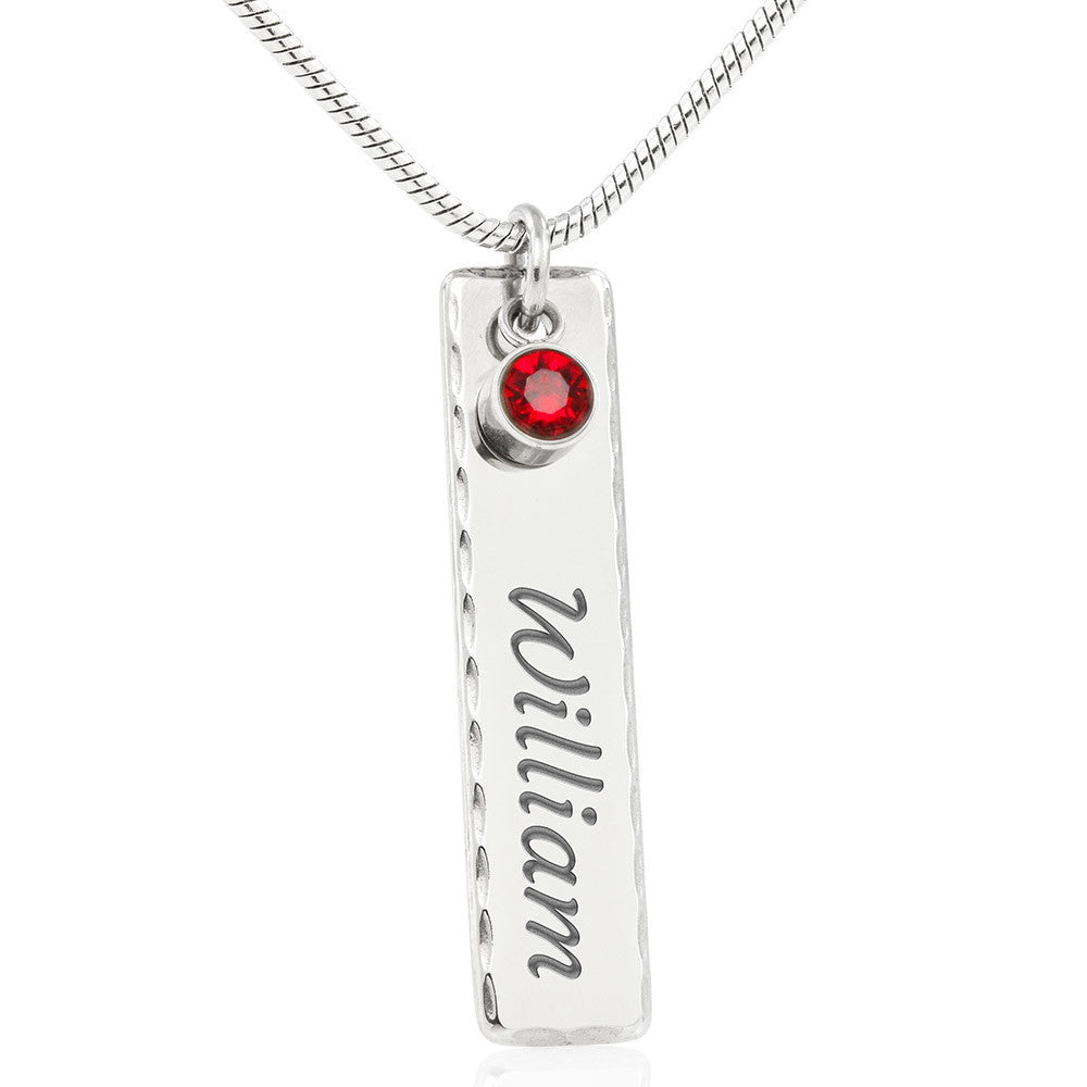 Personalized Birthstone Name Necklace, Custom Engraving and Birthstone, Gift For New Mothers - JustFamilyThings