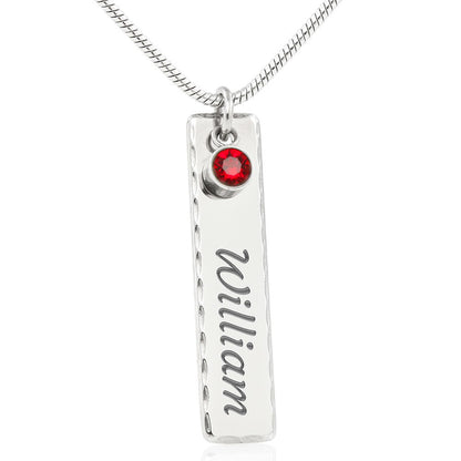 Personalized Birthstone Name Necklace, Custom Engraving and Birthstone, Gift For New Mothers - JustFamilyThings