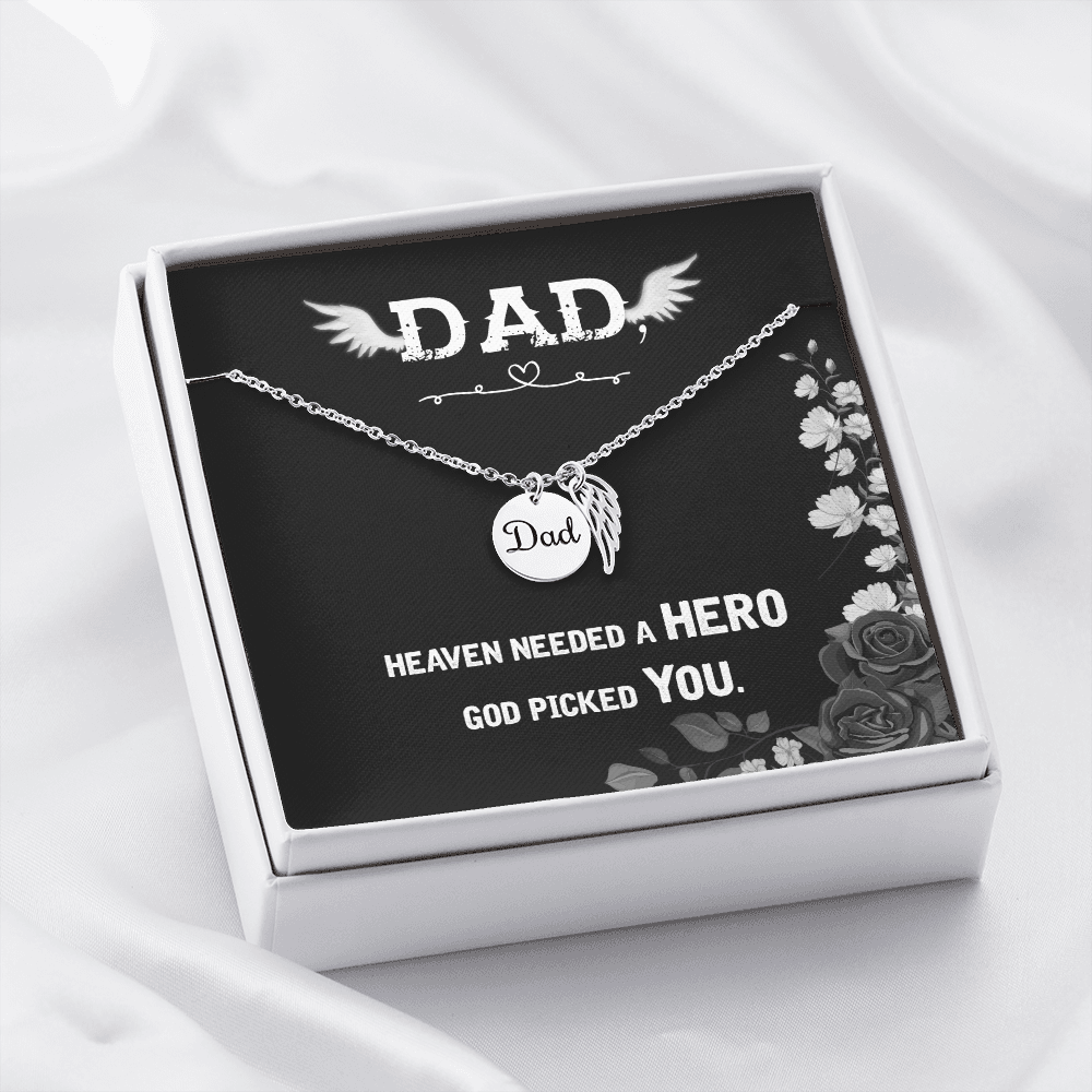 Heaven needed a hero - Dad Remembrance Necklace - JustFamilyThings