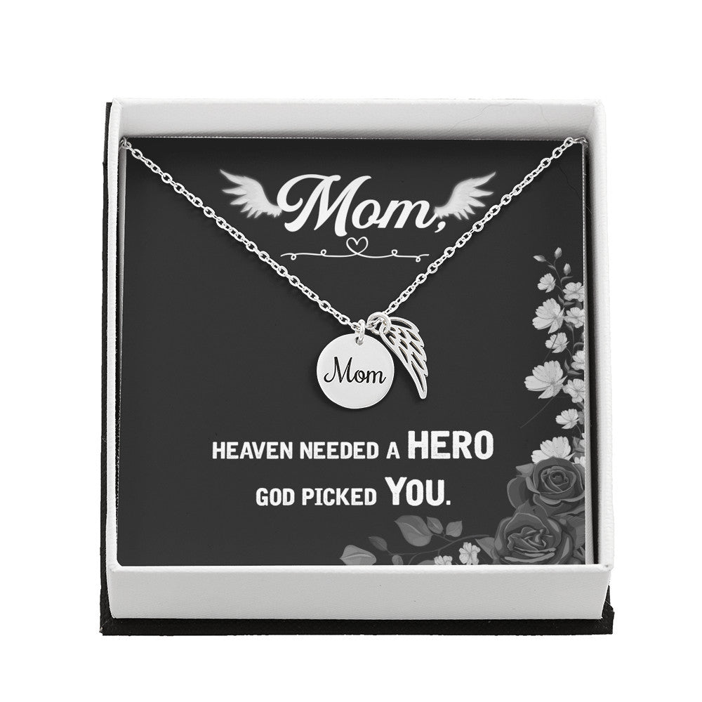 Heaven needed a hero - Mom Remembrance Necklace - JustFamilyThings