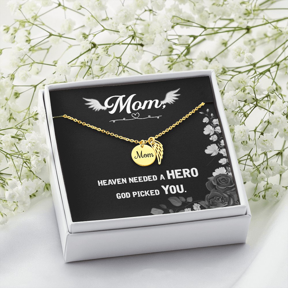 Heaven needed a hero - Mom Remembrance Necklace - JustFamilyThings