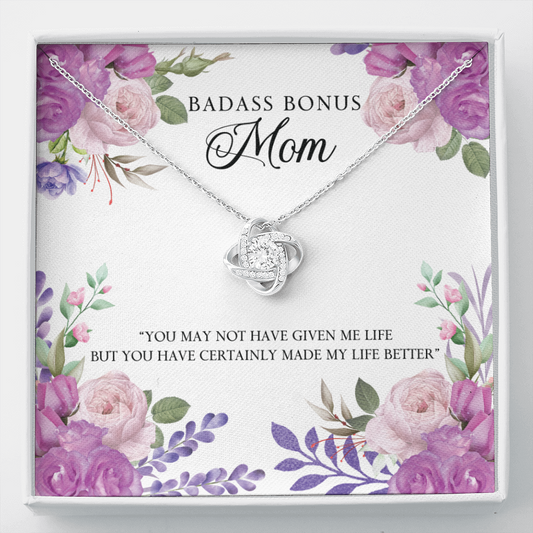 Bad Ass Bonus Mom - Love Knot Necklace - JustFamilyThings