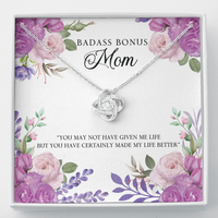Load image into Gallery viewer, Bad Ass Bonus Mom - Love Knot Necklace - JustFamilyThings
