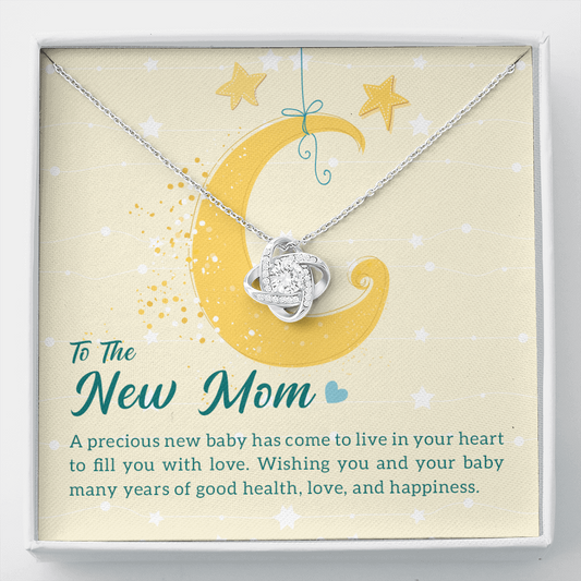 To the New Mom - A precious new baby - Love Knot Necklace - JustFamilyThings