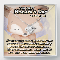 Load image into Gallery viewer, our first mother&#39;s day together, from baby to mom - Love Knot Necklace - JustFamilyThings
