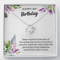 Load image into Gallery viewer, Happy 40th Birthday Necklace, Happy 40th Birthday Gift, 40th Birthday Jewelry Gift - JustFamilyThings
