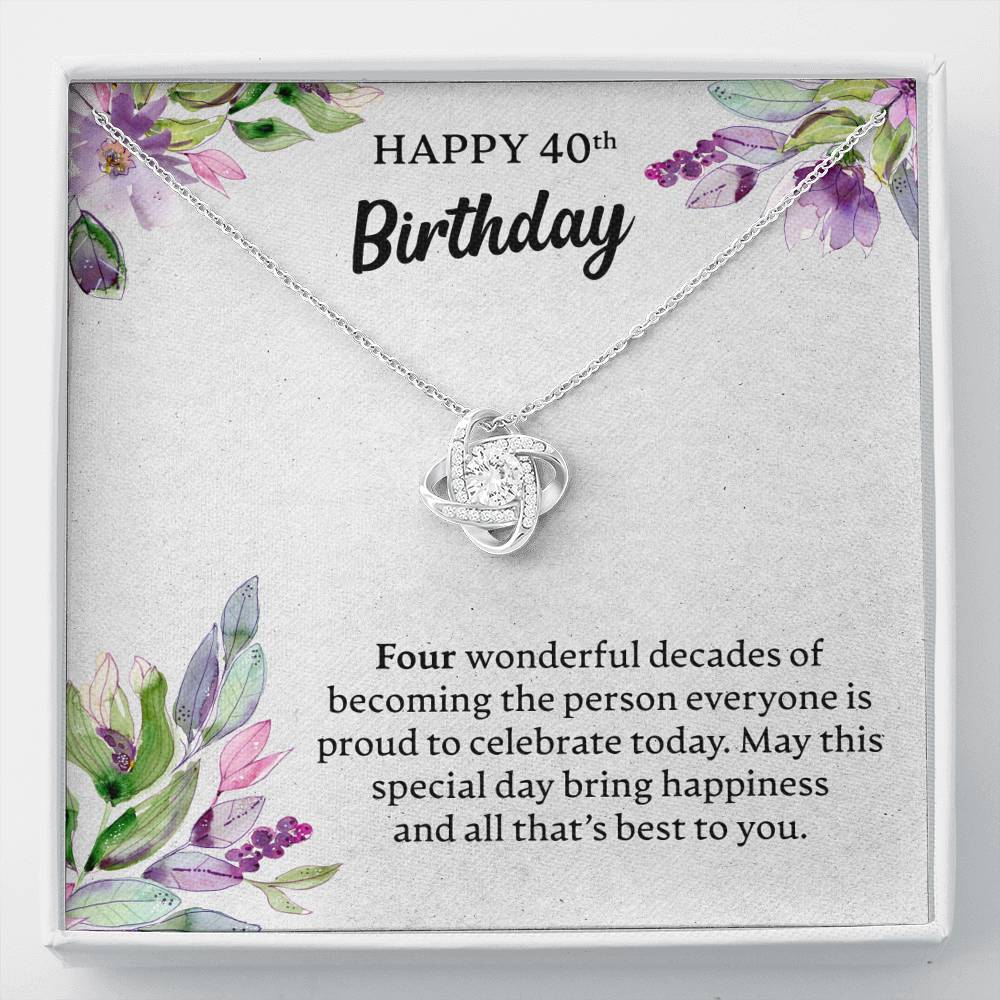 Happy 40th Birthday Necklace, Happy 40th Birthday Gift, 40th Birthday Jewelry Gift - JustFamilyThings