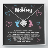 Load image into Gallery viewer, To The New Mom - Baby Feet - Love Knot Necklace - JustFamilyThings
