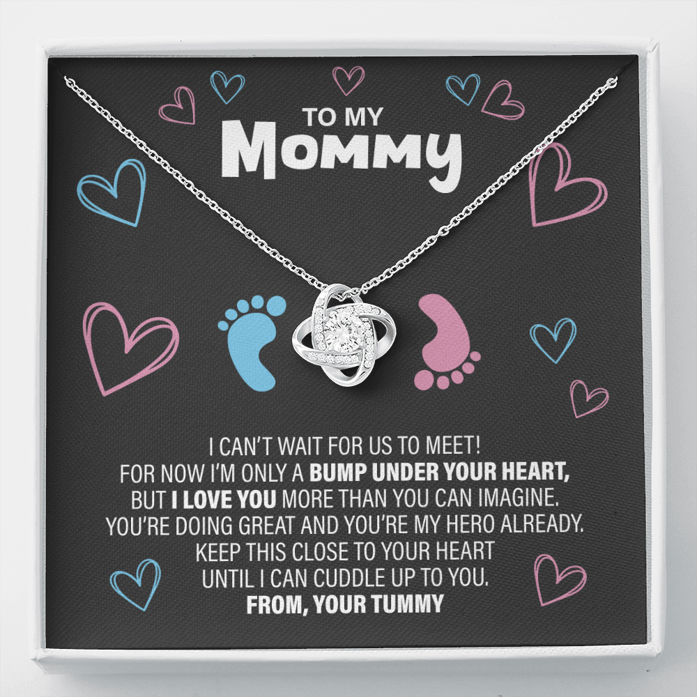 To The New Mom - Baby Feet - Love Knot Necklace - JustFamilyThings