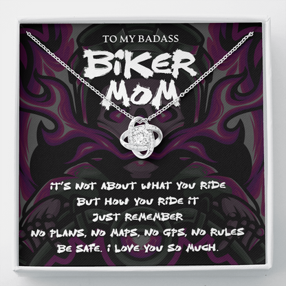 to my badass biker mom - Love Knot Necklace - JustFamilyThings
