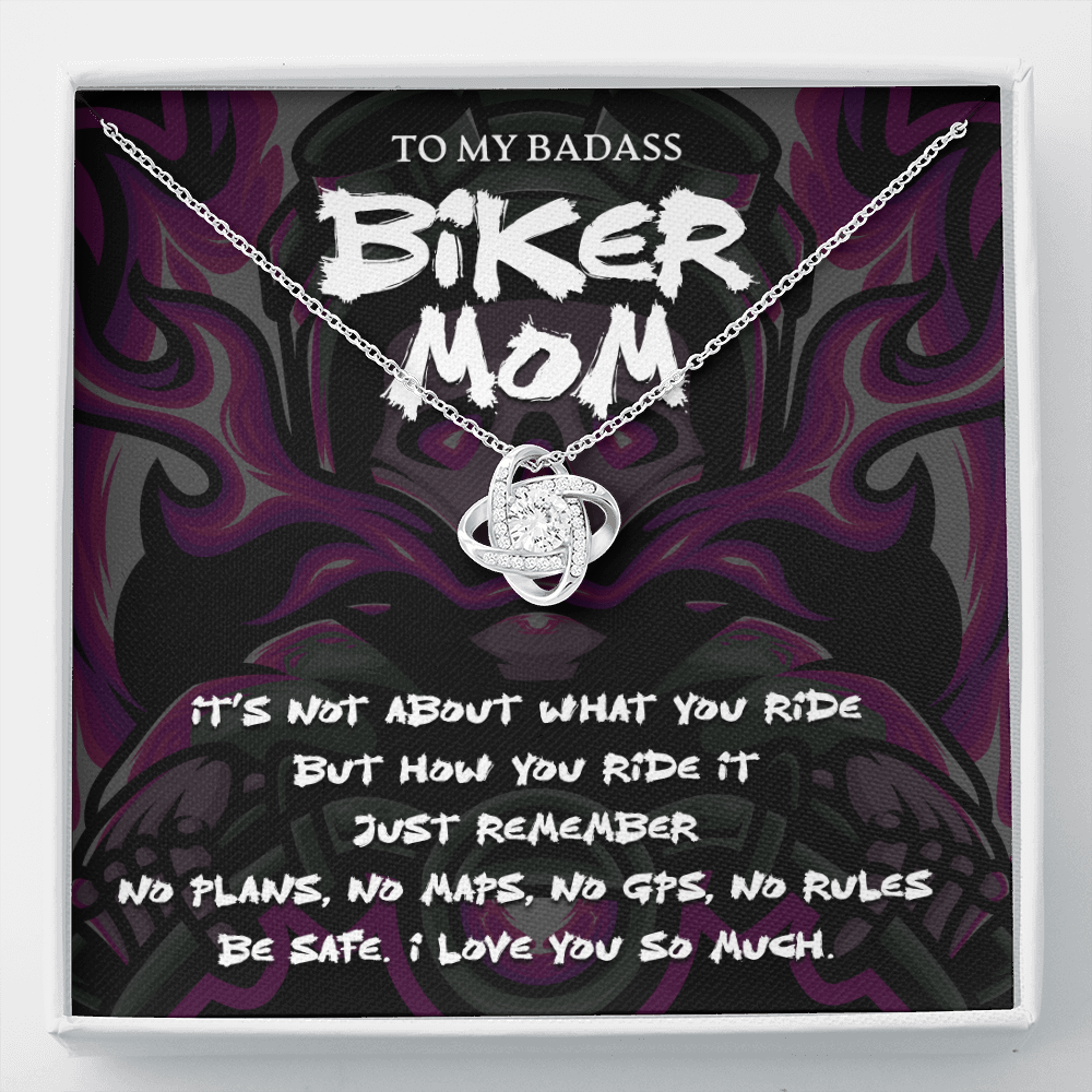 to my badass biker mom - Love Knot Necklace - JustFamilyThings