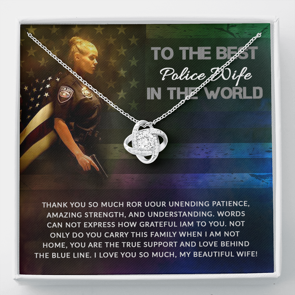to the best police wife - Love Knot Necklace - JustFamilyThings