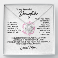 Load image into Gallery viewer, To My Beautiful Daughter from Mom - Love Knot Necklace - JustFamilyThings
