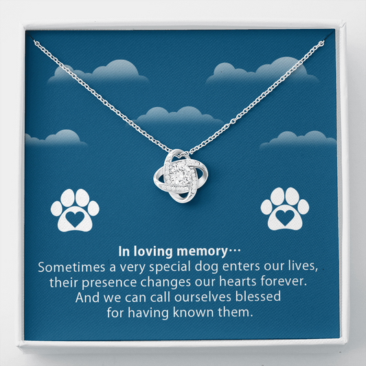 In loving memory - dog remembrance - Love Knot Necklace - JustFamilyThings
