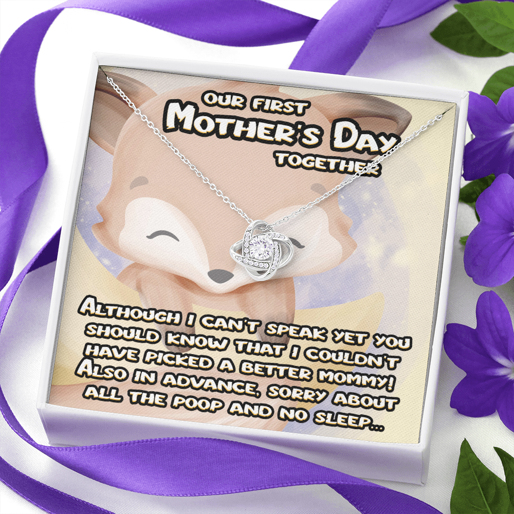 our first mother's day together, from baby to mom - Love Knot Necklace - JustFamilyThings