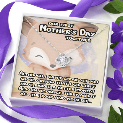 our first mother's day together, from baby to mom - Love Knot Necklace - JustFamilyThings