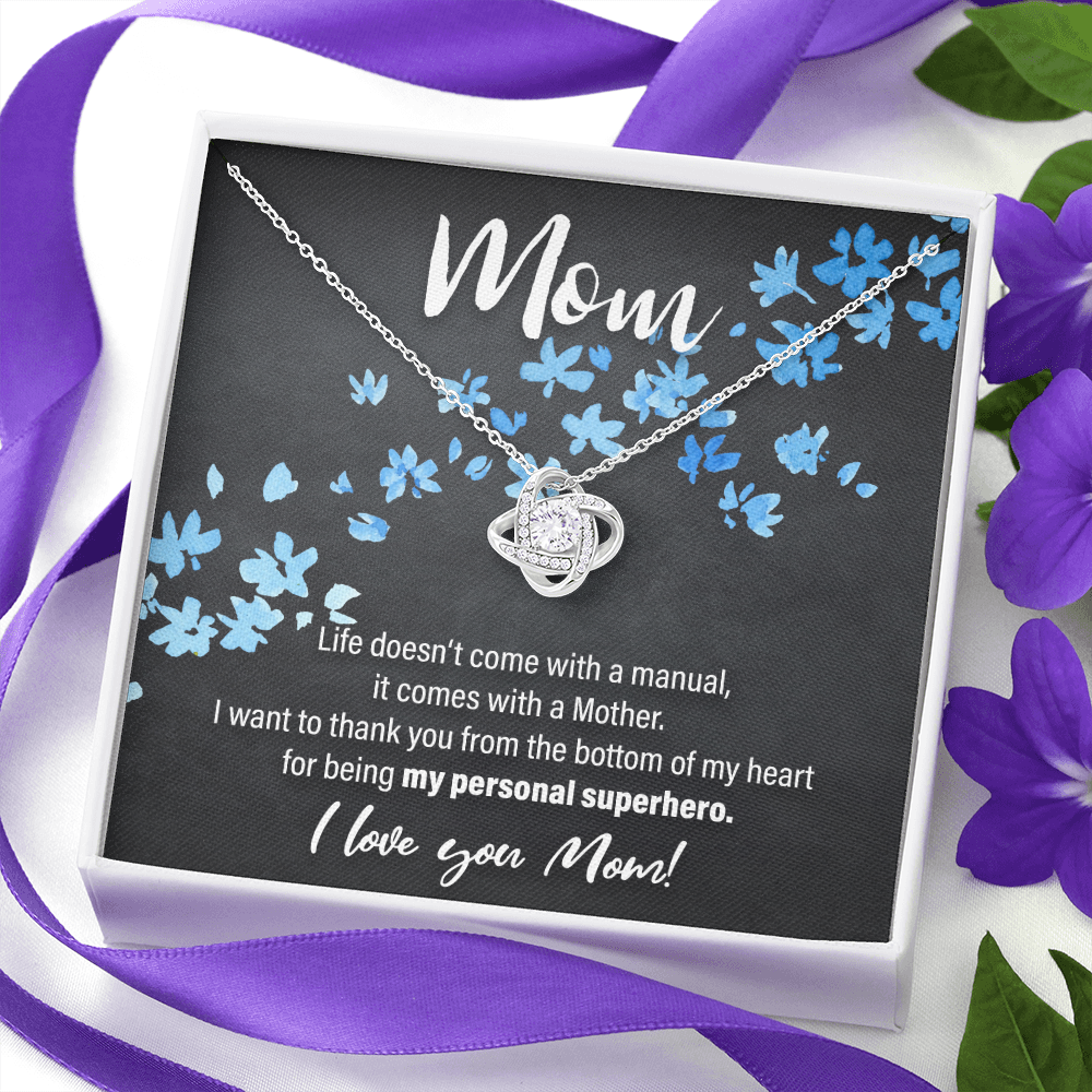 mom, my personal superhero - Love Knot Necklace - JustFamilyThings
