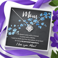 Load image into Gallery viewer, mom, my personal superhero - Love Knot Necklace - JustFamilyThings
