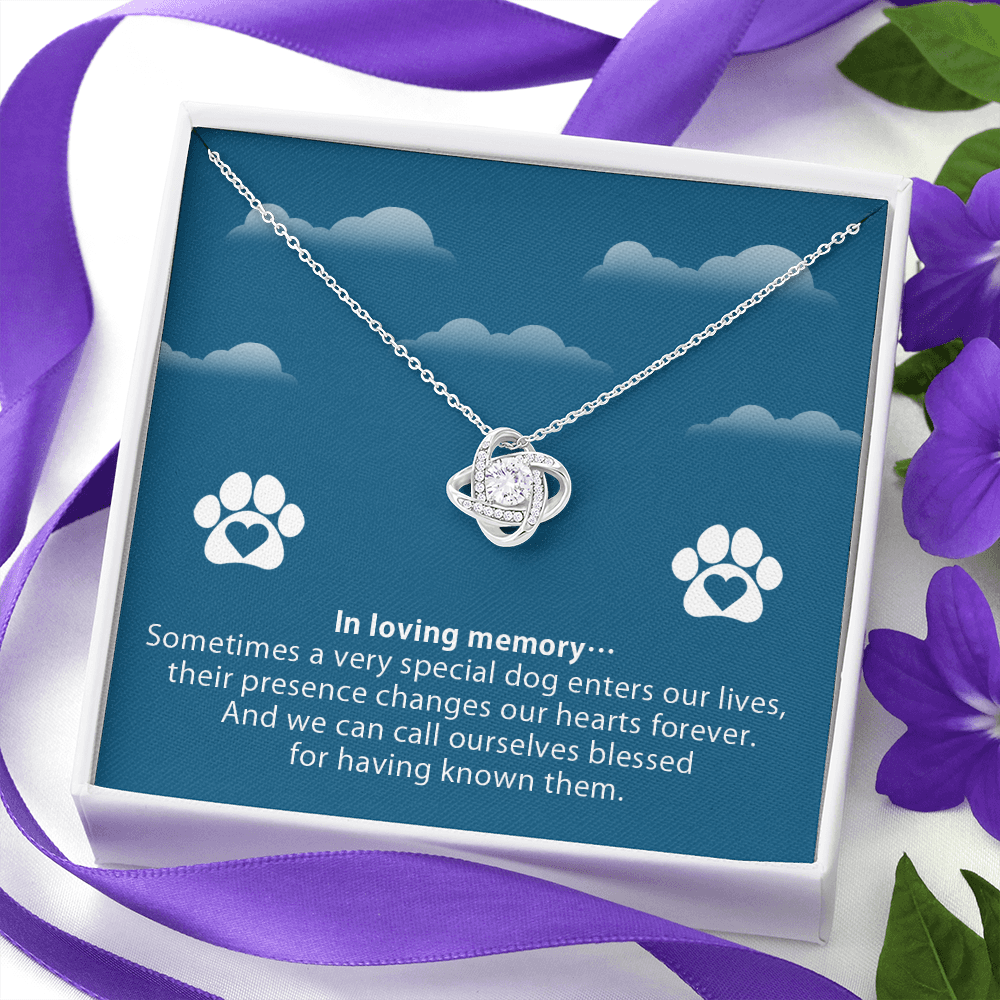 In loving memory - dog remembrance - Love Knot Necklace - JustFamilyThings