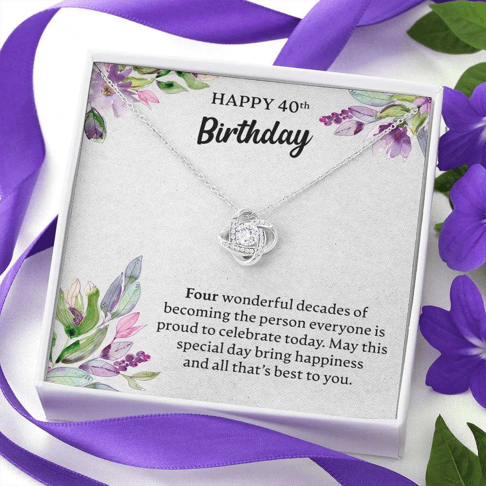 Happy 40th Birthday Necklace, Happy 40th Birthday Gift, 40th Birthday Jewelry Gift - JustFamilyThings