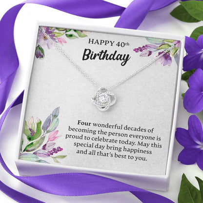 Happy 40th Birthday Necklace, Happy 40th Birthday Gift, 40th Birthday Jewelry Gift - JustFamilyThings