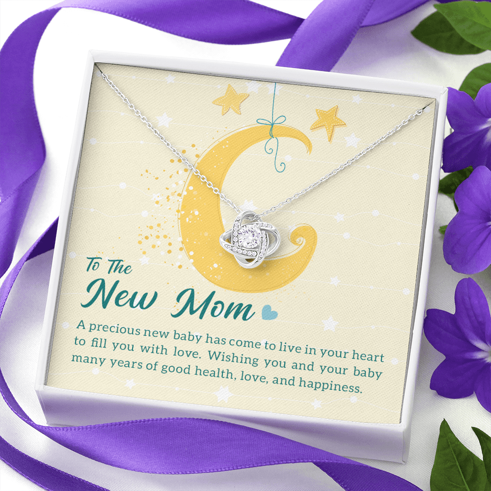 To the New Mom - A precious new baby - Love Knot Necklace - JustFamilyThings