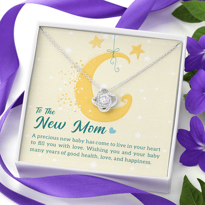 To the New Mom - A precious new baby - Love Knot Necklace - JustFamilyThings