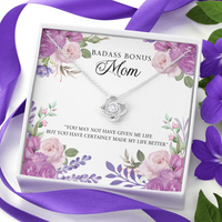 Load image into Gallery viewer, Bad Ass Bonus Mom - Love Knot Necklace - JustFamilyThings
