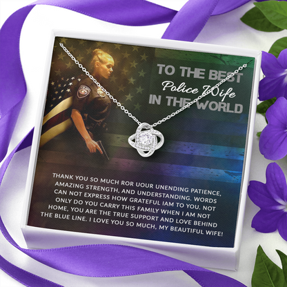 to the best police wife - Love Knot Necklace - JustFamilyThings