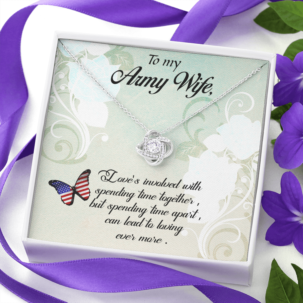 to my Army wife - Love Knot Necklace - JustFamilyThings