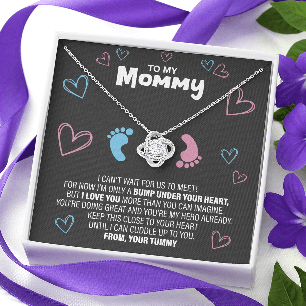 To The New Mom - Baby Feet - Love Knot Necklace - JustFamilyThings